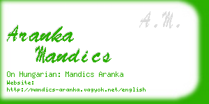 aranka mandics business card